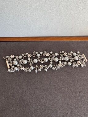 Nancy Ciccone 925 Silver Pearl Cluster Multi-Row Bracelet